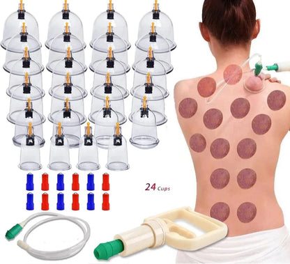 12/24 Cans Cups Chinese Vacuum Cupping Kit Pull Out Vacuum Apparatus Therapy Relax Massager Curve Suction Pumps