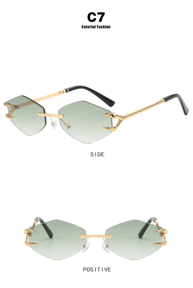 Sunglasses Personalized Frameless Glasses Polygonal Sun Glasses Casual Hip-Hop Trendy Outdoors Eyeglasses Men UV400