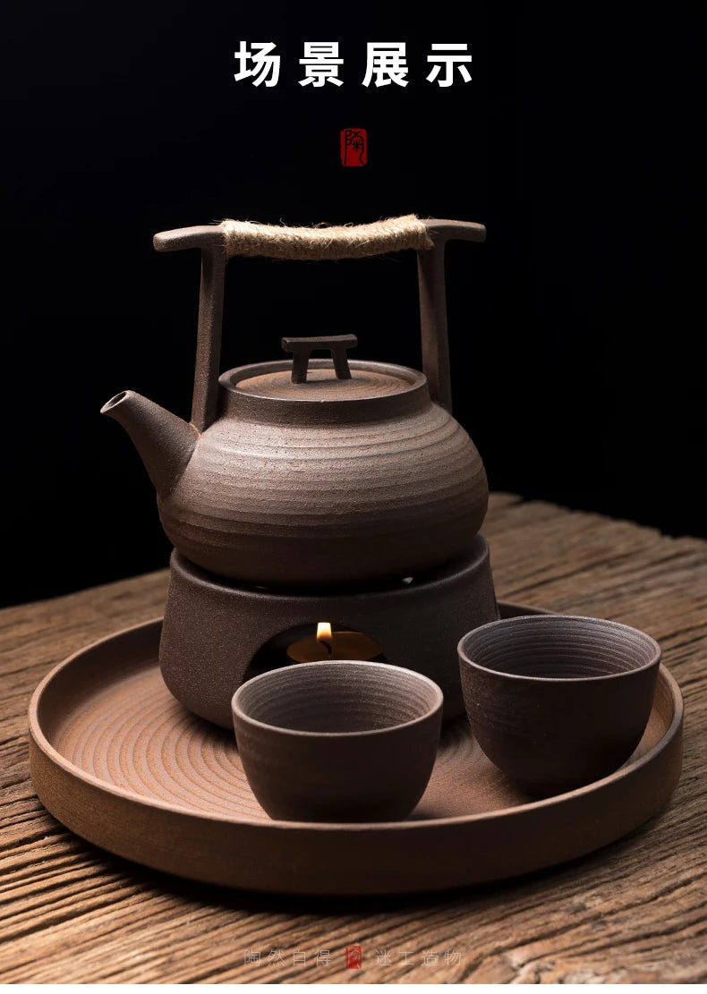 350ml Japanese Style Teapot Handmade Retro Coarse Pottery Stoneware Kungfu Tea Ceremony Portable Tea Maker Ceramic Teapot Teaset