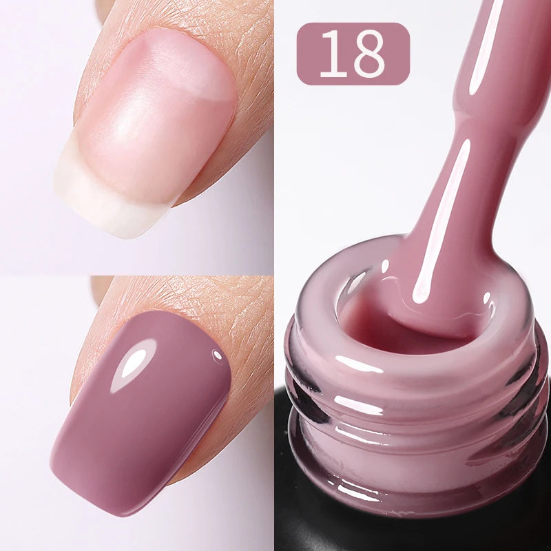15ml Milky Pink Rubber Base Gel Nail Polish Glitter Semi-Permanent Varnish Soak Off Self Leveling UV LED Polish