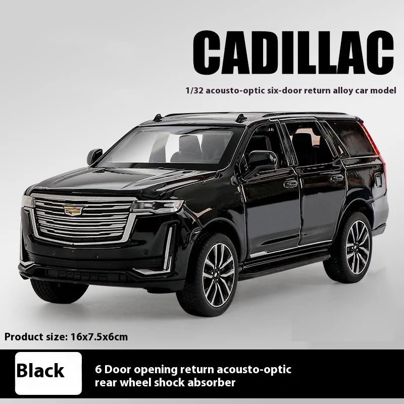 Diecast 1:32 Cadillac Escalade SUV Alloy Model Sound And Light Pull Back Toy Accessories For The Car Birthday Present For Boys