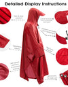 Multifunctional Hooded Rain Poncho for Adult with Pocket Waterproof Portable Unisex Raincoat Jacket for Hiking Camping Emergency