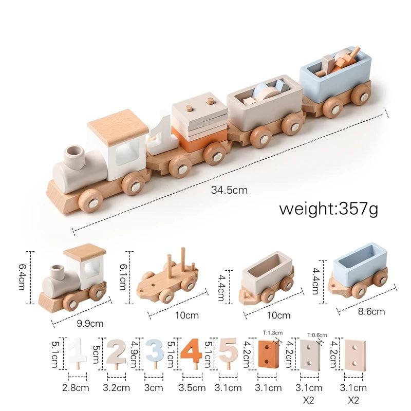 Wooden Train Birthday Toy  Montessori Toys Baby Educational Toys  Wooden Trolley  Baby Learning Toys  Number Of Wood Baby's Toys