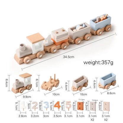 Wooden Train Birthday Toy  Montessori Toys Baby Educational Toys  Wooden Trolley  Baby Learning Toys  Number Of Wood Baby's Toys