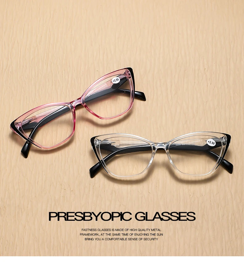 Retro Plastic Cat Eye Reading Glasses Cleat Lens Anti Blue Light Presbyopia Hyperopia Men Reading Eyeglasses +1.0 +1.5