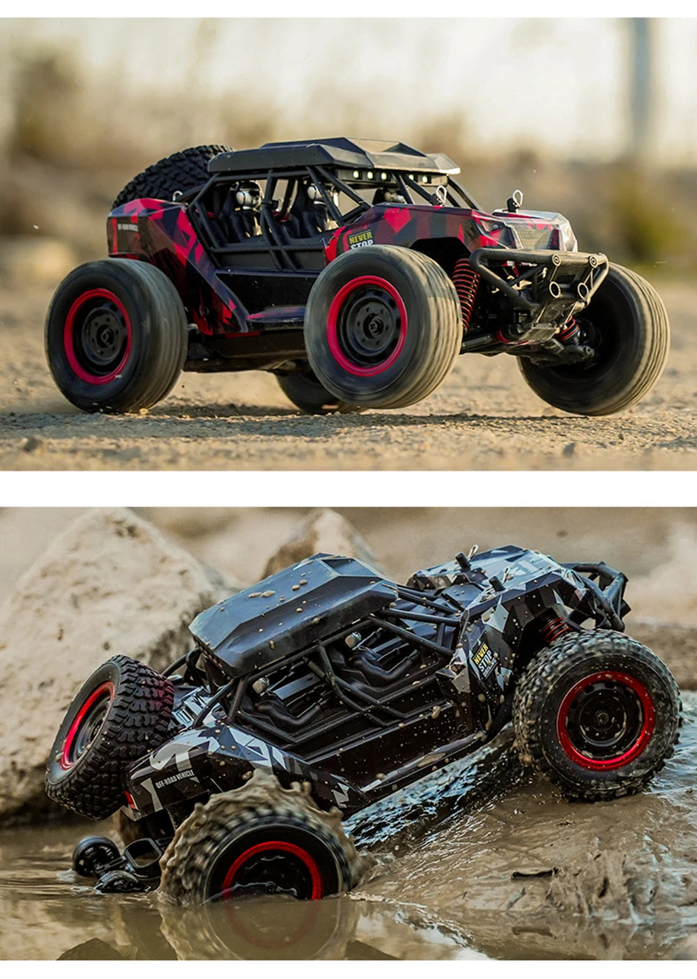 50KM/H 4WD RC Car With LED Remote Control Off-road Cars High Speed Drift Monster Truck for s vs Wltoys 144001 Toys