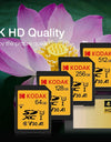 KODAK SD Cards for Camera 100MB/s High Speed Memory Card 256GB 128GB 64GB SDXC C10 A1 U3 V30 UHS-I sdcards for 4K HD SLR DV