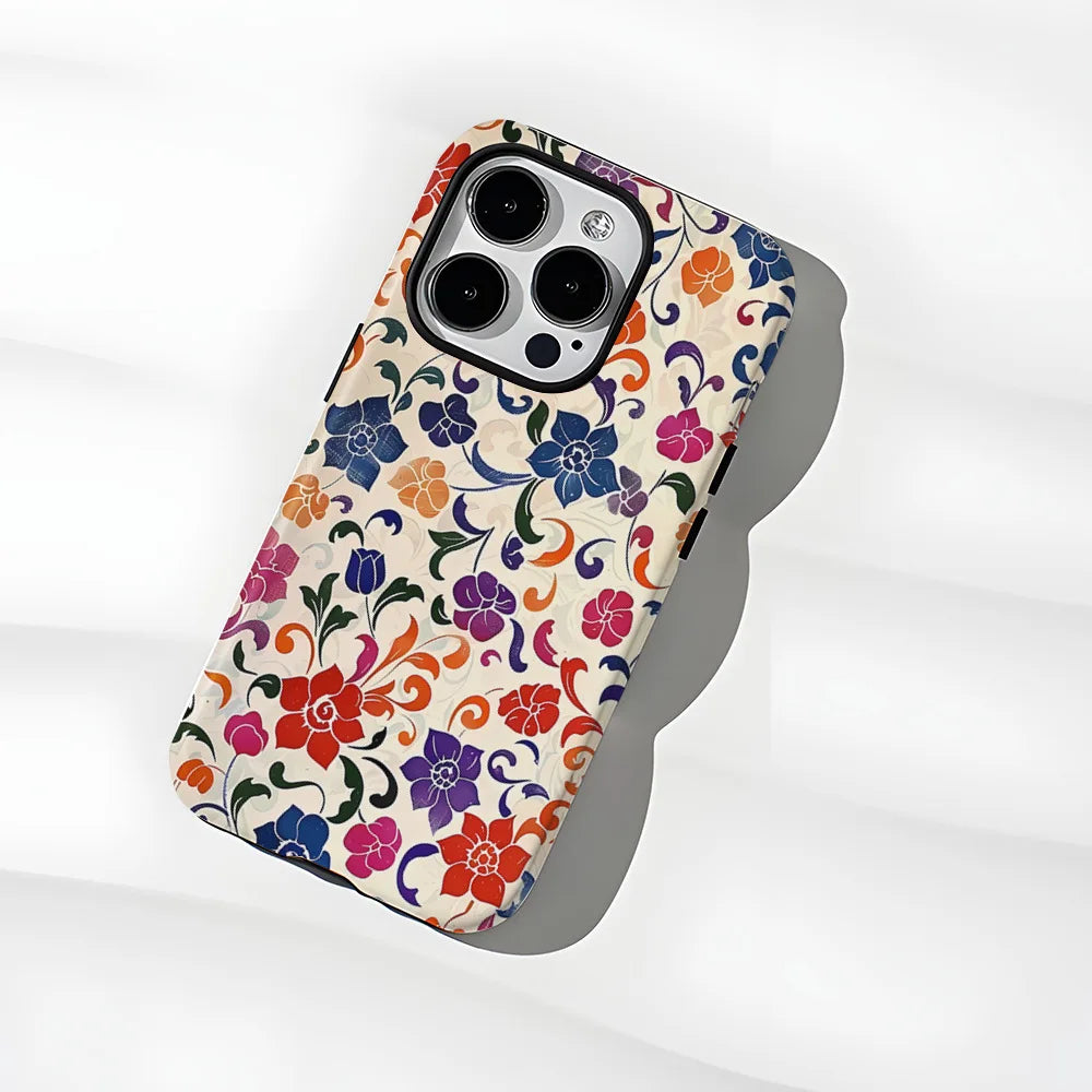 Flower Flora Green Leafs 2 in 1 Phone Case for iPhone 16 15 Pro Max 16 Plus Double Deck Shockproof Protective Cover