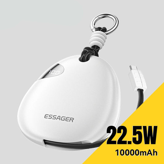 10000mAh Power Bank 22.5W Fast Charging Retractable Cable Wireless Charging with Digital Display & SOS Light