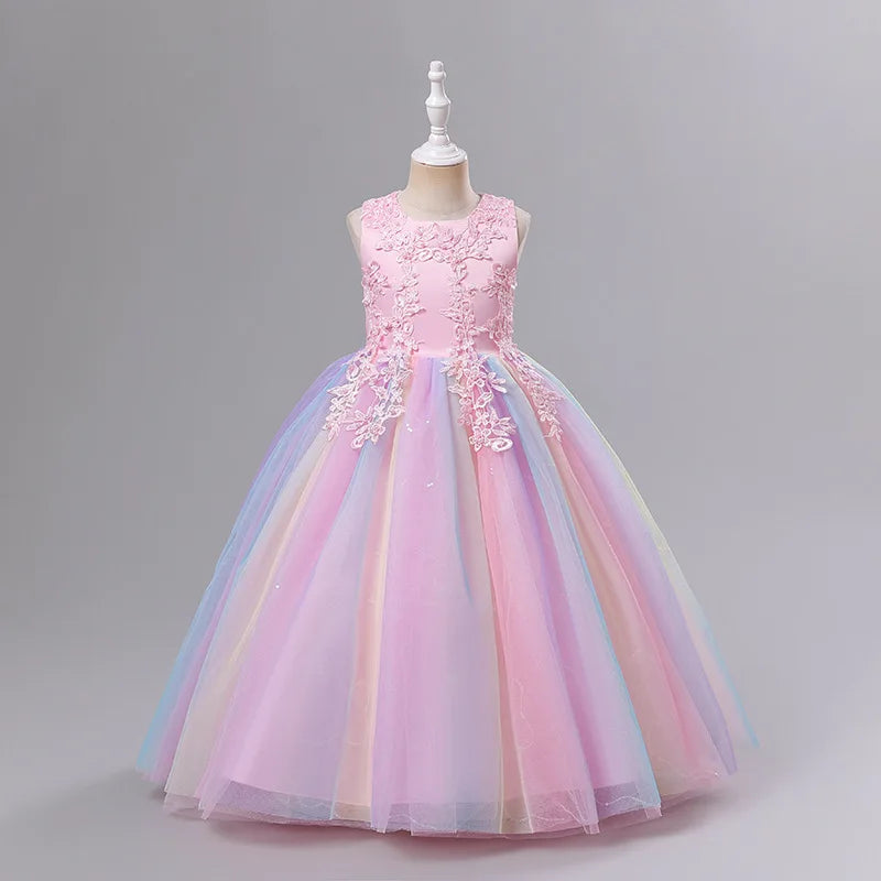Girls Princess Ball Gown Floral Lace Tutu Dress for Flower Girl / Birthday / Pageant Wedding Party Dress