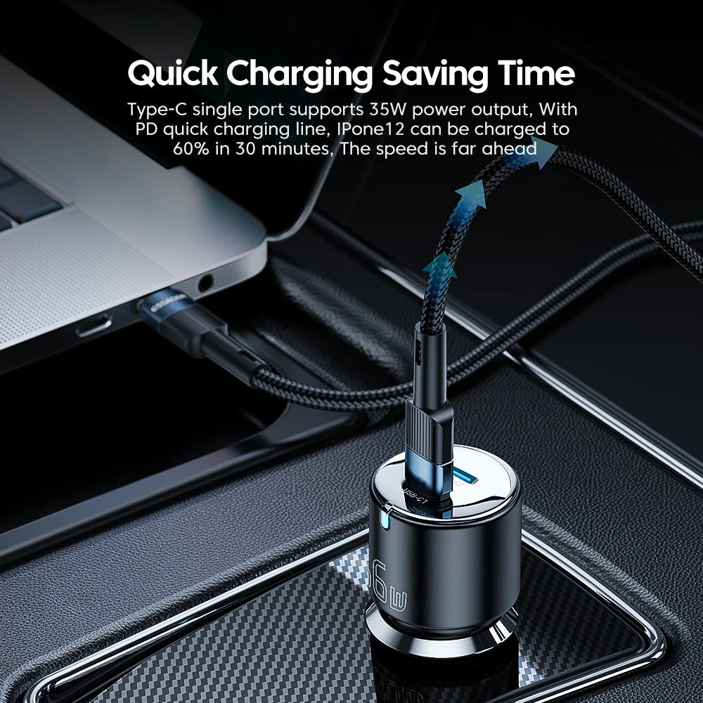 66W USB-C + USB-A Fast Car Charger (PD + QC 3.0)