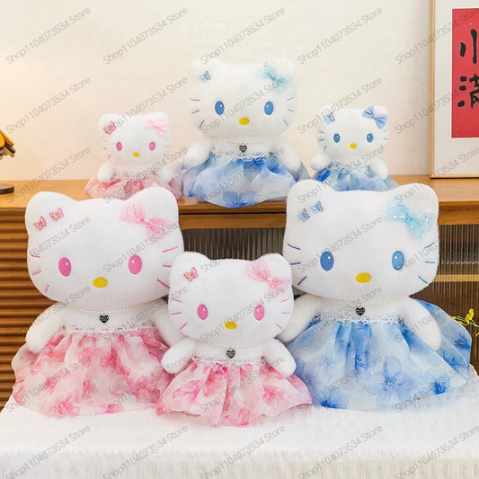 Cute Blue Pink Cat Character Plush Stuffed Doll Toy