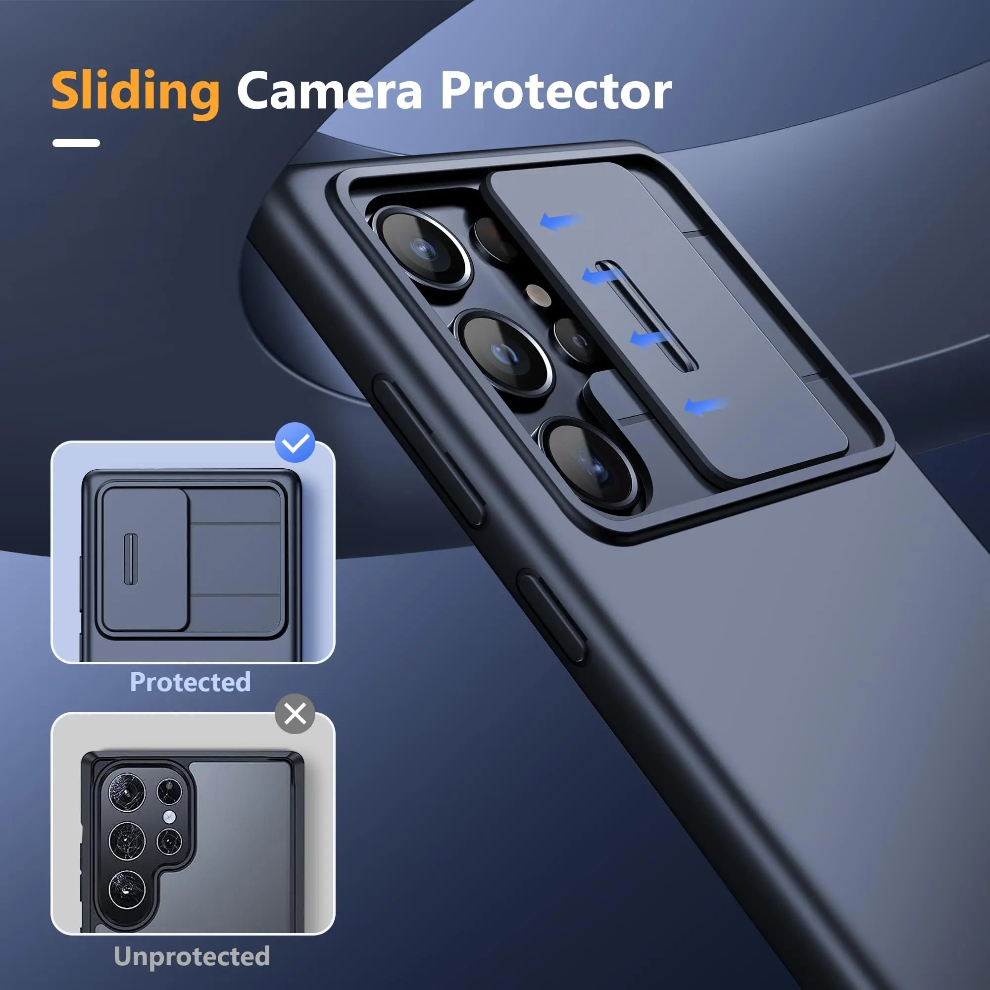 For Samsung Galaxy S24 Ultra Case with Camera Cover Screen Protector Military Drop Protection Shockproof Slim Matte Phone Case