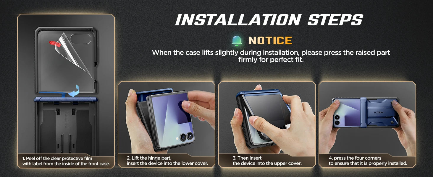 For Samsung Galaxy Z Flip 7 Case with Kickstand Hinge Protection Cover Built-in Privacy Screen Protector Phone Case & Belt-Clip