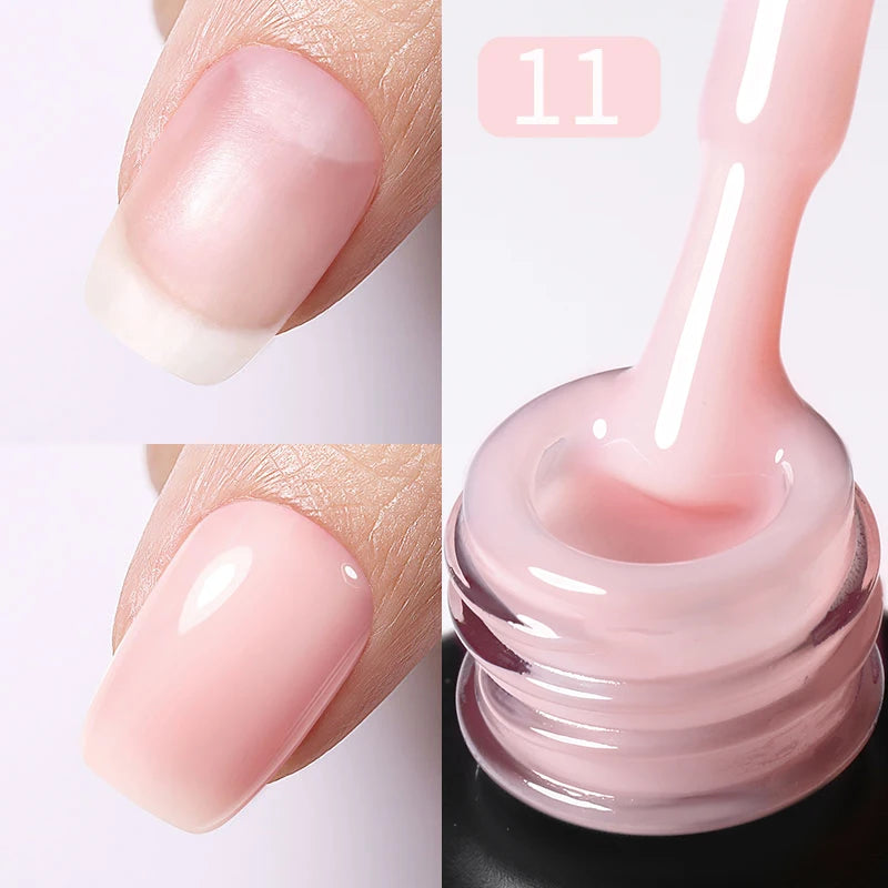 15ml Milky Pink Rubber Base Gel Nail Polish Glitter Semi-Permanent Varnish Soak Off Self Leveling UV LED Polish