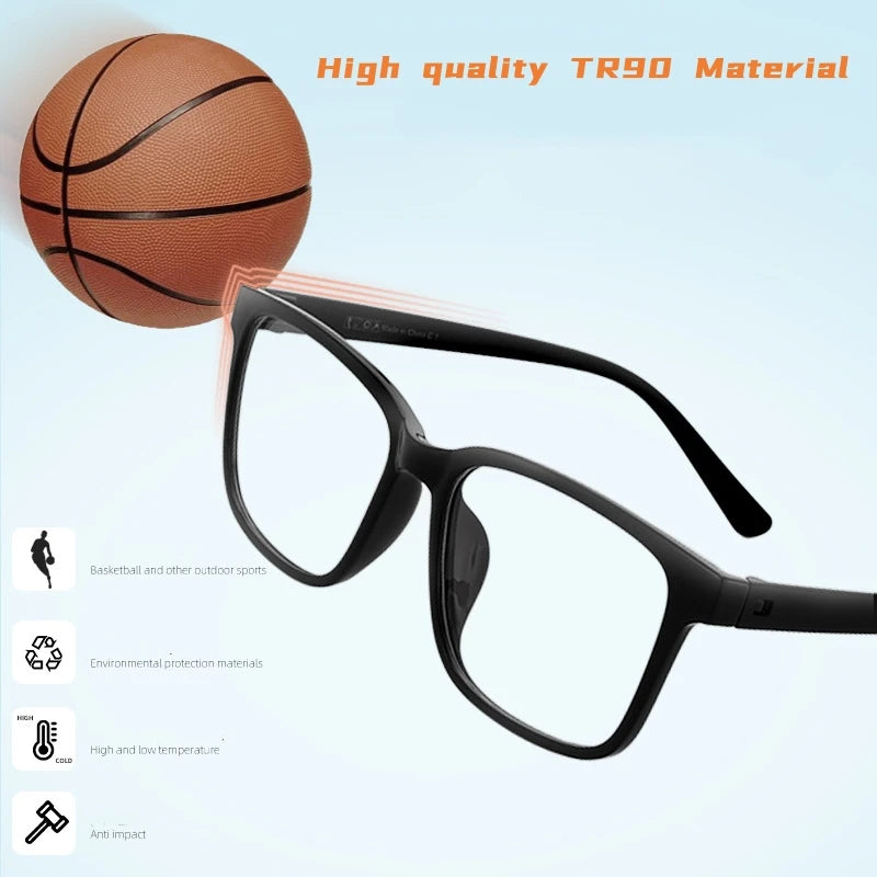 Fashion Ultra-light Large Screwless TR90 Eyewear Women Square Retro Big Face Optical Prescription Eyeglasses Frame Men