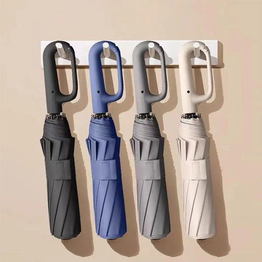 20 Bones Windproof Strong 105CM Reinforced Automatic Folding Umbrella Large Carabiner Handle Wind Resistant Water Resistant UV Protection