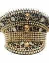 Leopard Print Festival Captain Hat Rhinestone Unisex Wedding Military Cap Steampunk Sergeant Hat Music Bride Masquerade Headwear
