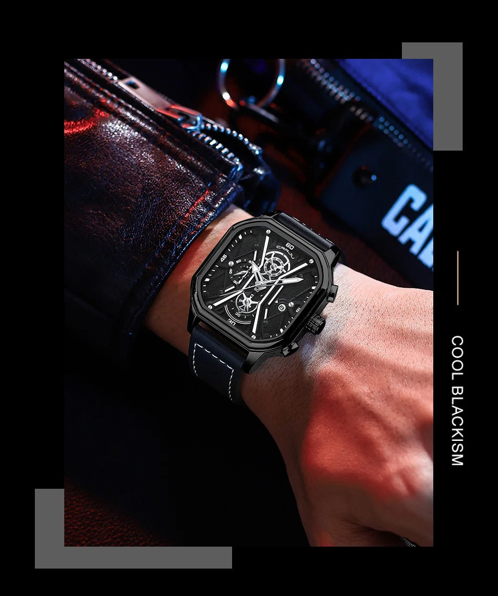 Mens Watches Top Luxury Brand Waterproof Sport Wrist Watch Chronograph Quartz Military Genuine Leather Relogio Masculino