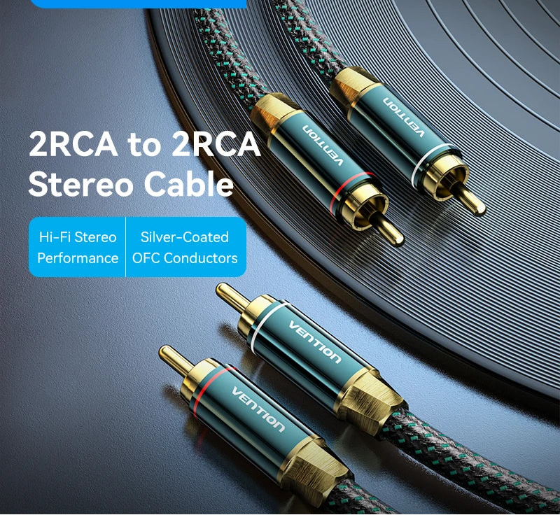 2RCA to 2RCA Audio Cable Hi-Fi Multi-layer Shield Cotton Braided RCA Cable For TV CD Player DVD Player Amplifier Speaker
