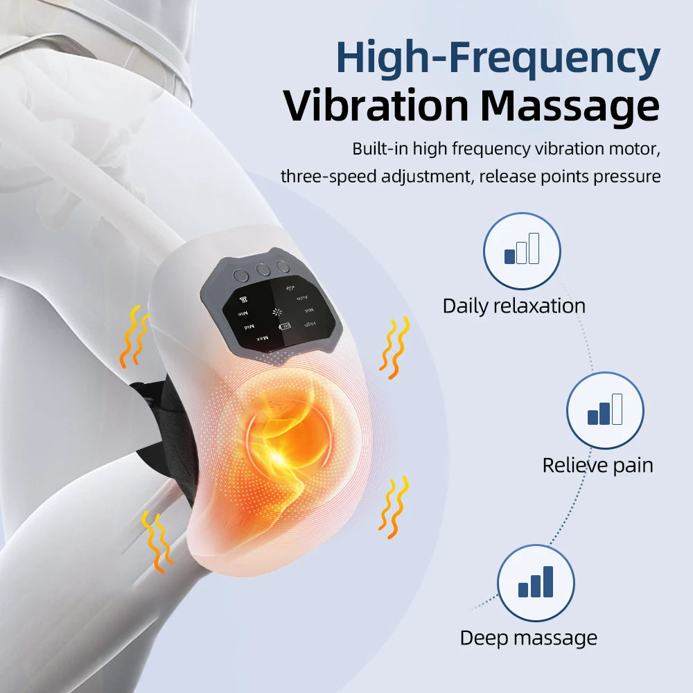 Electric Knee Massager Hot compress Knee Pad Massager Red Light Vibration,3 Level Heating,Airbag Wrapping,LCD Display Screen