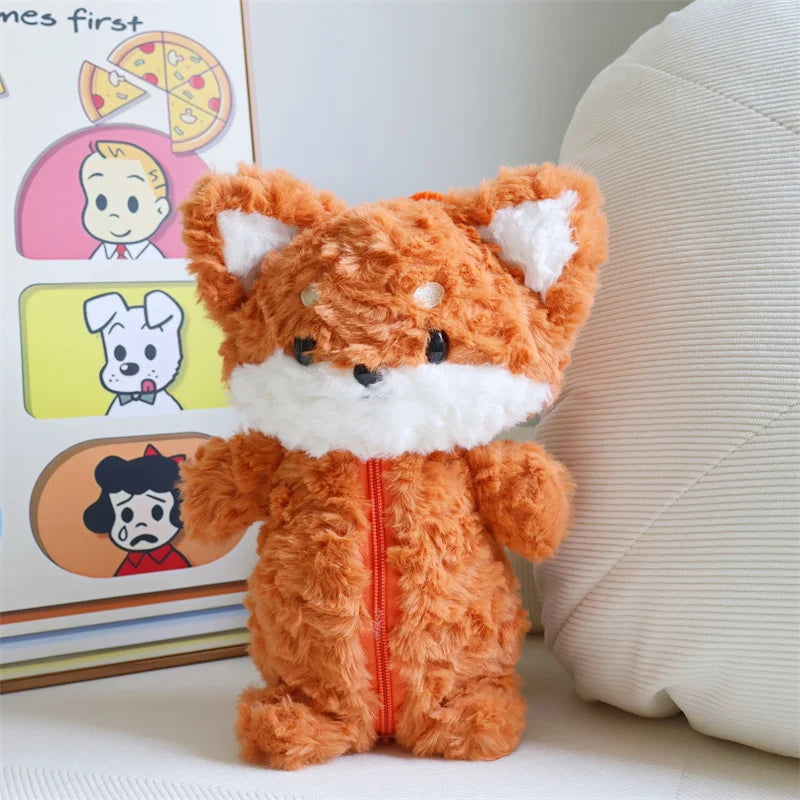 Cute Highland Cow Fox Plush Backpack Soft Shoulder Bag