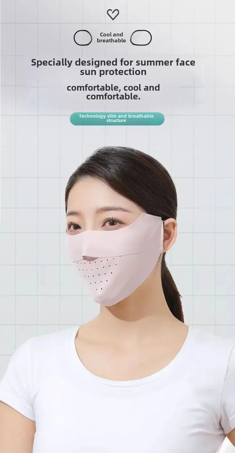 Breathable Sun Protection Face Mask For Men Women High Aesthetic Value Ice Silk Full Face Summer Sunshade Uv Protection