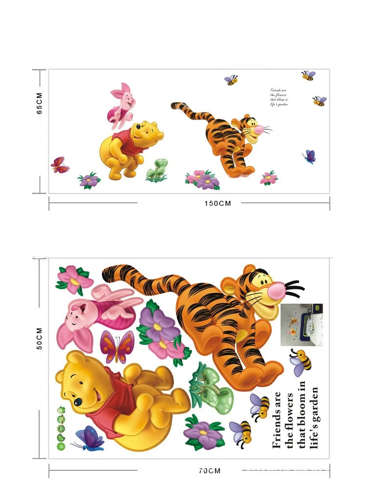 Cartoon Animal Winnie The Pooh Wall Stickers Decals For Room Nursery Kindergarten Bedroom Wall Decoration Decor Mural Home