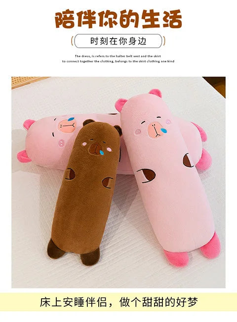 Kawaii Capybara Plush Toy Stuffed Animal Pillow Cuddly Long Body Doll for Kids Birthday Xmas Gift Soft Filled Plushie for Girls