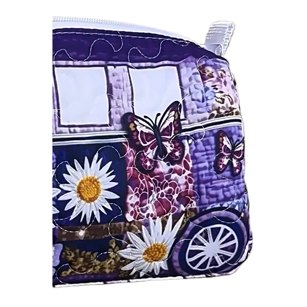 3-Size Quilted Cosmetic Bag 3D Printed Cute Animal Floral Printed Patchwork Makeup Toiletry Pouch Travel Organizer Storage Box