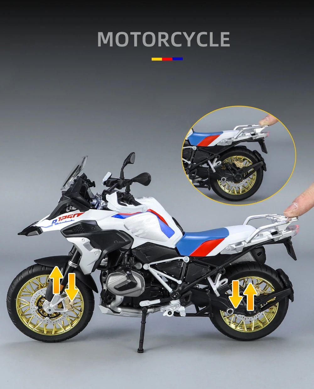 Diecast R1250 GS Adventure Motorcycle Model 1 to 9 Scale