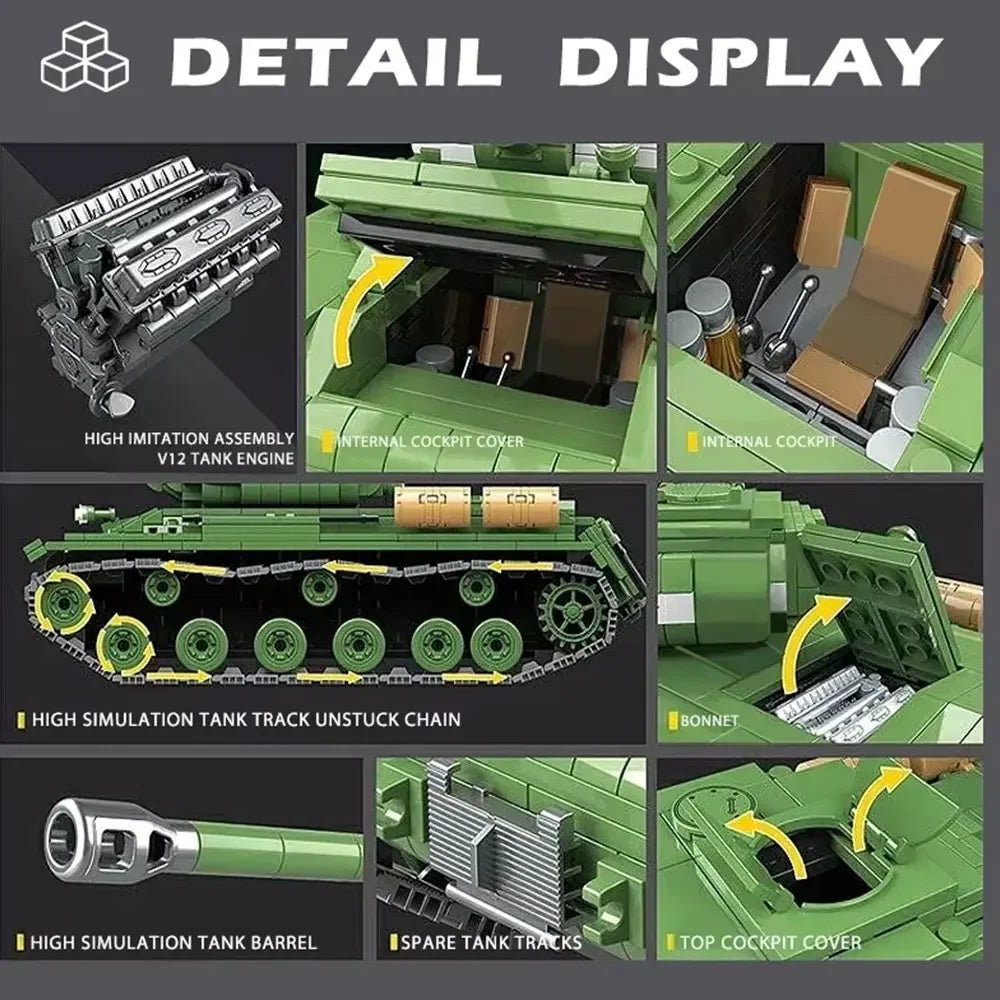 Soviet Military Series IS-2M Tank KV-2 Heavy Tank Truck WW2 Tank Building Blocks Bricks Model Set Toys for s Gifts Technical