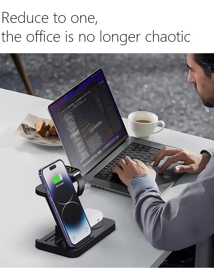 4 in 1 Foldable Wireless Charging Station For iPhone 16 15 14 13 12 Apple Watch 7/6 For Samsung Galaxy Watch Chargers 4/3