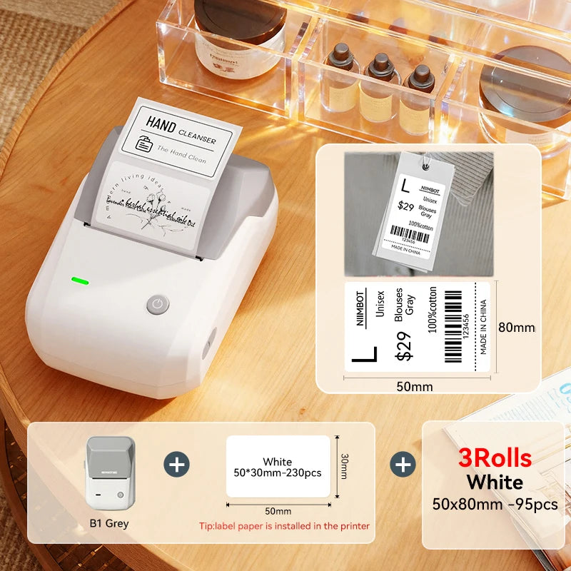 B1 Portable Thermal Label Printer 2 Inch, Bluetooth Mini Sticker Maker, Wireless Inkless Label Printer for Smartphone & PC