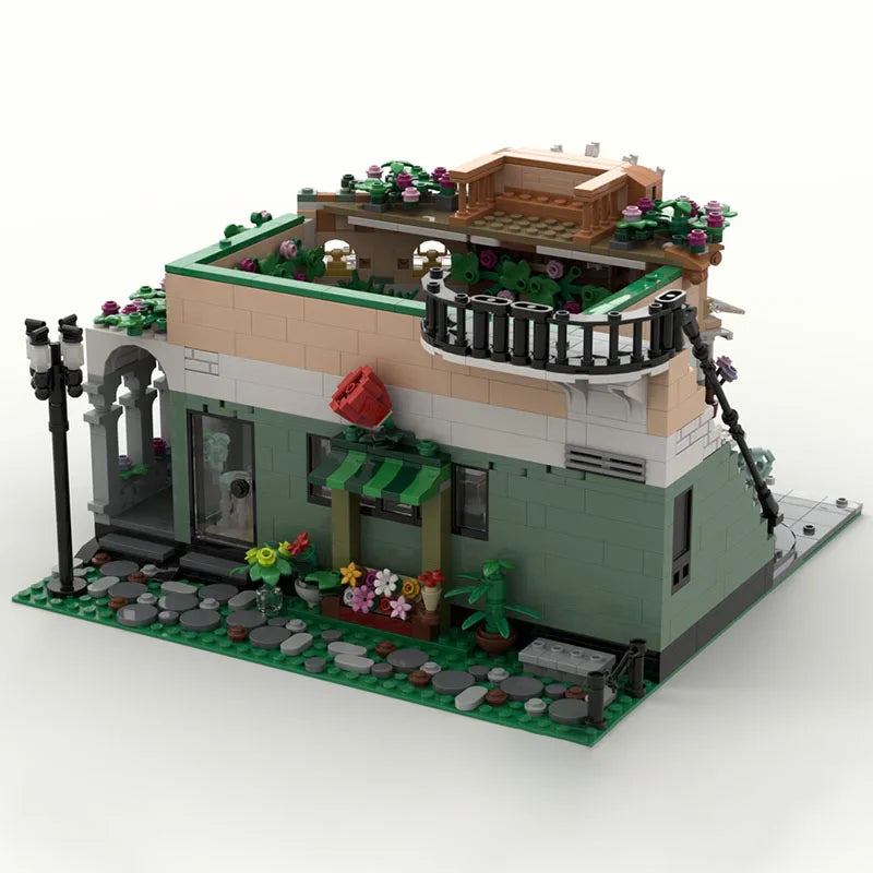 1802PCS City Street View Cafe Fleur Building Detailed Moc Diy Education Building Blocks Birthday Toys Gift for Urban Builders