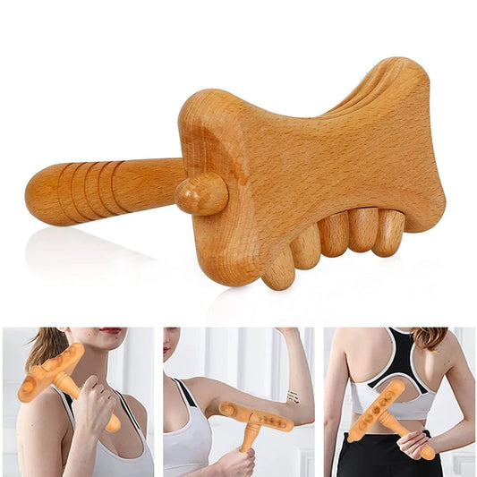 1 PC Wood Massage Stick Wooden Therapy Massage Tools, Home Gua Sha Lymphatic Drainage Tool,Relief Muscle Soreness Anti Cellulite