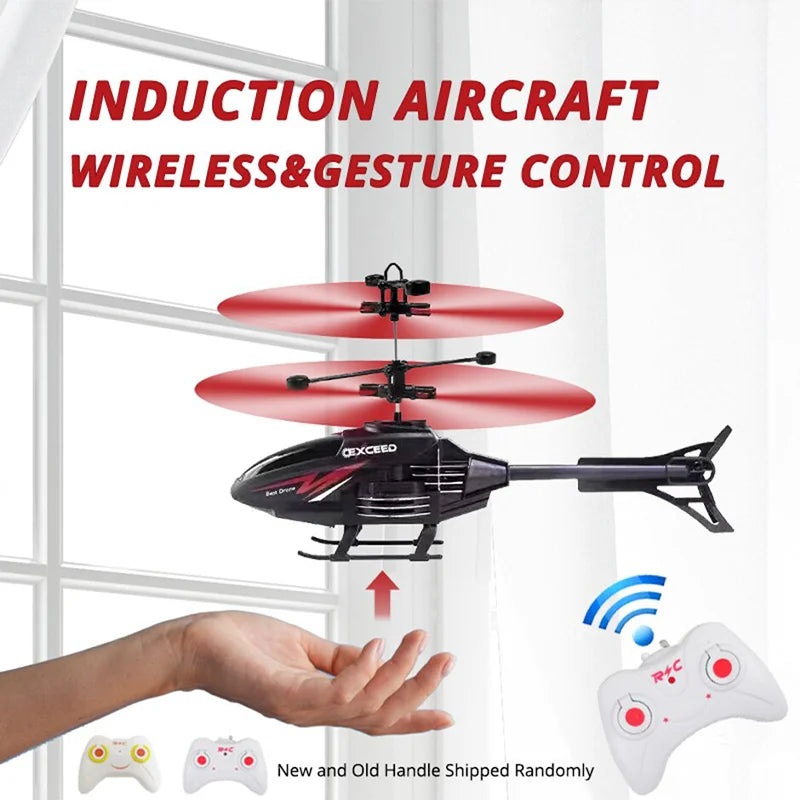 2 Channel Gesture Control Suspension Helicopter RC Remote Induction Aircraft With Charging LED Light Toy for Boys