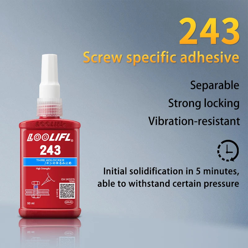 50 ml Medium Strength Thread locker (blue) Glue 243 Threadlocker (blue) Firm Screw Glue Anaerobic Anti Loosening Agent