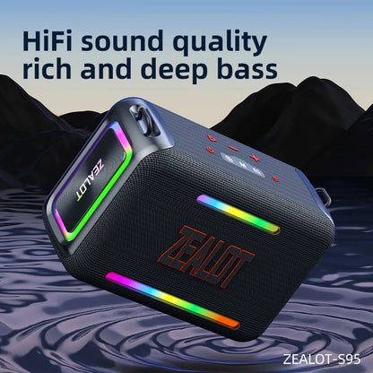 ZEALOT S95 120W RGB Portable Bluetooth Speakers, Massive Bass Party Boombox IPX6 Waterproof Speaker Large, Loud Outdoor Speaker