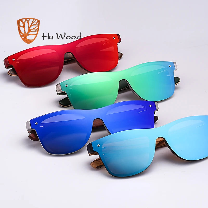 Plastic Frame Sunglasses Wooden Earpieces Rectangle Shades Uv400