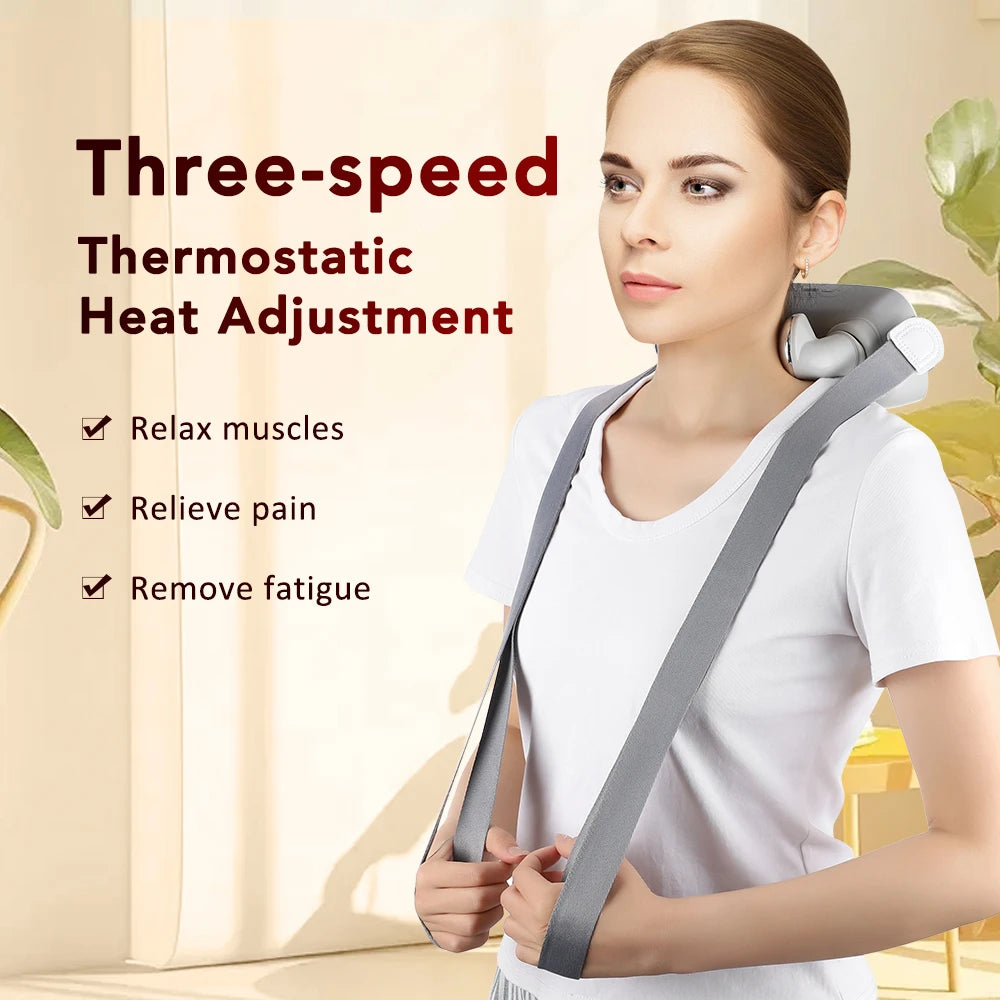 Neck Shoulder Massager Electric Shoulder and Neck Massage Device Deep Tissue Shiatsu Back Massagers Hot Compress Relaxation