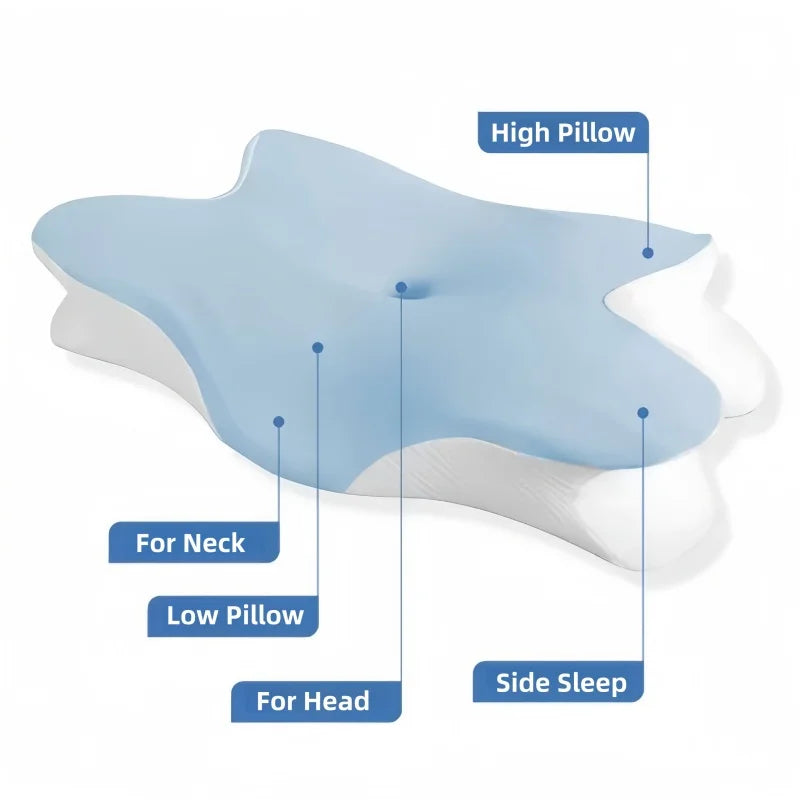 Large Ergonomic Cervical Pillow Memory Foam Sleeping Pillow Butterfly Shape Orthopedic Pillow Improve Sleep Quality