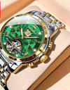 Mens Watch Automatic Mechanical Tourbillon Slef-Wind Luxury Stainless Steel Waterproof Luminous Date Wrist Watch