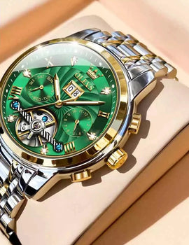 Mens Watch Automatic Mechanical Tourbillon Slef-Wind Luxury Stainless Steel Waterproof Luminous Date Wrist Watch