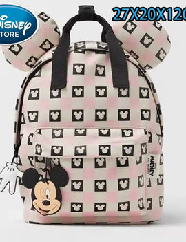 Disney Cartoon Backpack Women's Mickey Mouse Donald Duck Pattern Student School Bag Large Capacity Backpack Girls Shoulder Bag