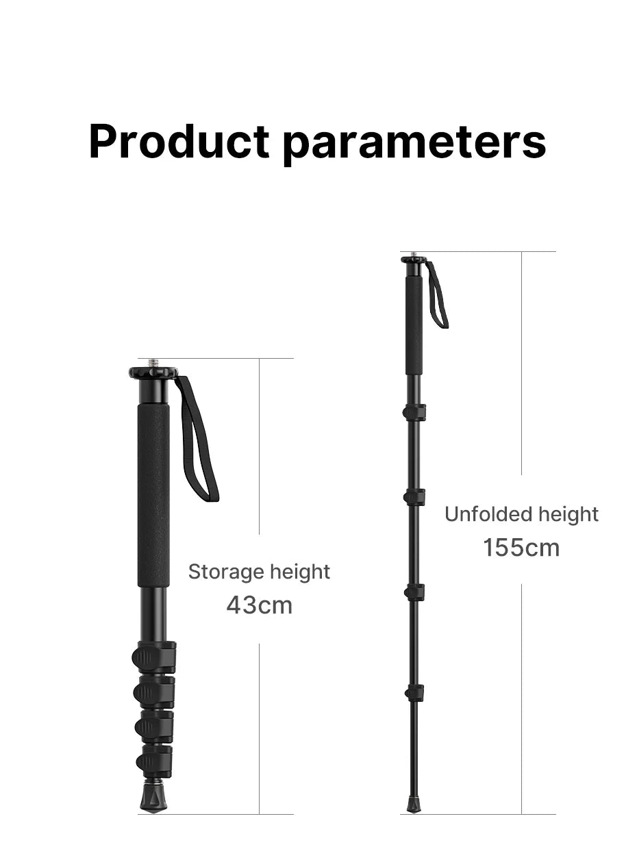 Metal Tripod Monopod for Camera DSLR Smartphone Monopod Stable and Portable Selfie Stick Hiking Pole Stick