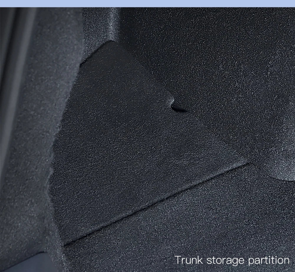 Trunk Side Storage Box Organizer for Tesla Model Y Juniper 2025 2026 Flocking TPE Partition Mat