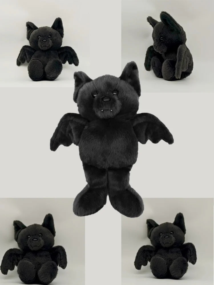 30cm Black Bat Plush Toy Posable Soft Stuffed Animal Doll