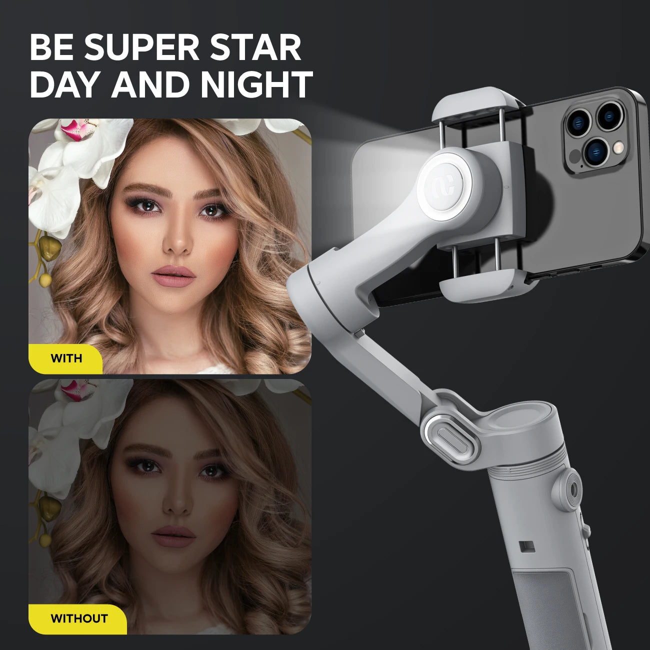 Gimbal Stabilizer for Smartphone Light Face Tracking Inception Time lapse Foldable 3Axis Gimble for iPhone Android