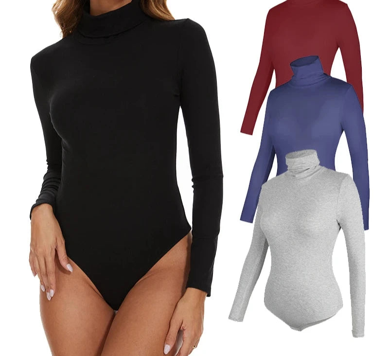 Thermal Underwear T Shirt Tops Women's Mock Turtle Neck Slim Fit  Bodysuit Keep Warm Compression Body Shaper